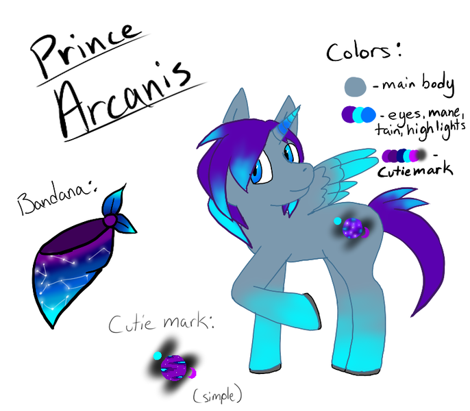 Size: 800x700 | Tagged: safe, artist:pretty-paroxysm, derpibooru import, oc, oc:prince arcanis, unofficial characters only, alicorn, pony, alicorn oc, male, reference sheet, royalty, solo