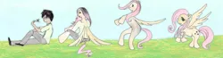 Size: 1920x500 | Tagged: artist:luxianne, derpibooru import, fluttershy, human to pony, rule 63, safe, transformation, transformation sequence, transgender transformation