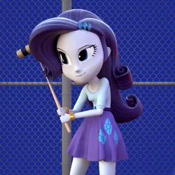 Size: 1000x1000 | Tagged: safe, artist:3d thread, artist:creatorofpony, derpibooru import, rarity, equestria girls, /mlp/, 3d, 3d model, blender, clothes, costanza face, croquet mallet, ishygddt, meme, seinfeld, skirt, solo