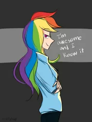 Size: 708x935 | Tagged: artist:mintyhap, derpibooru import, human, humanized, rainbow dash, safe, solo