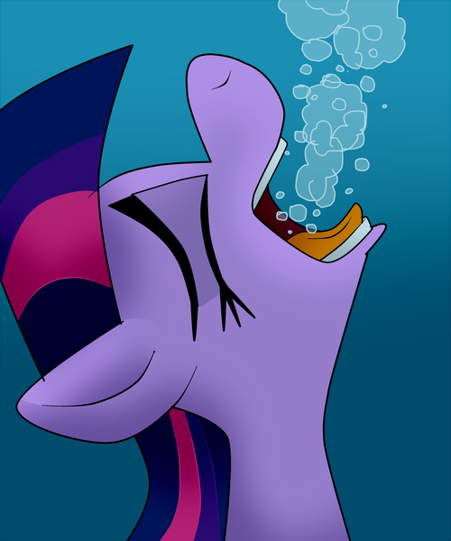 Size: 1500x1800 | Tagged: semi-grimdark, artist:uwdr-64, derpibooru import, twilight sparkle, pony, bubble, drowning, eyes closed, imminent death, open mouth, solo, tongue out, underwater