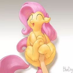 Size: 2000x2000 | Tagged: safe, artist:bluedrg19, derpibooru import, fluttershy, human, pegasus, pony, bellyrubs, cute, disembodied hand, eyes closed, female, floppy ears, gradient background, hand, happy, laughing, legs in air, mare, misleading thumbnail, on back, open mouth, petting, shyabetes, signature, simple background, smiling, solo focus, tickling, underhoof, white background