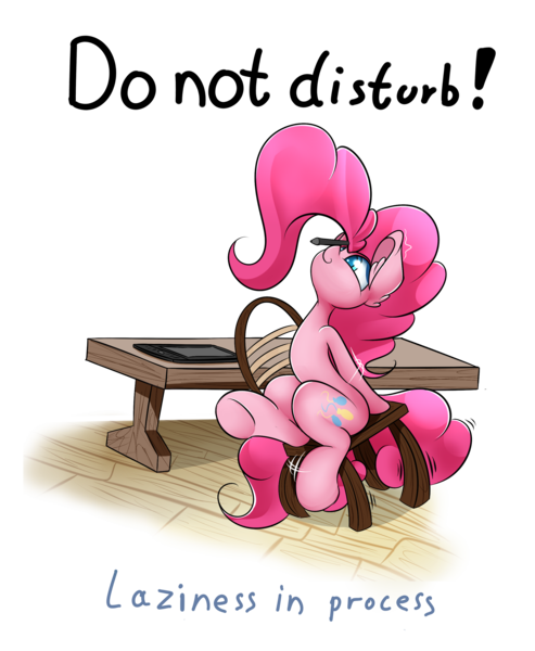 Size: 2300x2800 | Tagged: artist:madacon, chair, derpibooru import, desk, i have done nothing productive all day, lazy, pinkie pie, safe, solo, stylus, tablet, tablet pen