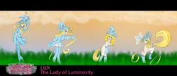 Size: 1624x700 | Tagged: safe, artist:luxianne, derpibooru import, ponified, pony, unicorn, crossover, human to pony, league of legends, lux, magic, transformation, transformation sequence, video game