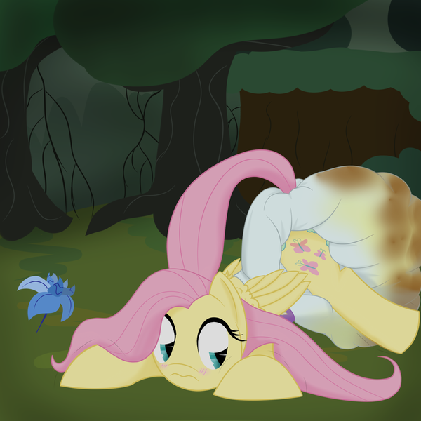 Size: 1500x1500 | Tagged: artist:ricktin, derpibooru import, diaper, diaper fetish, everfree forest, fluttershy, messy, messy diaper, poison joke, poofy diaper, poop, poopy diaper, questionable, scat, solo, squishy, squooshy, super crinkle pony adventure 64, urine, wet, wet diaper