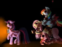 Size: 4000x3000 | Tagged: grimdark, artist:kyoraayako, derpibooru import, fluttershy, pinkie pie, rainbow dash, twilight sparkle, twilight sparkle (alicorn), alicorn, pony, amnesia, amnesia the dark descent: justine, female, mare, my little amnesia