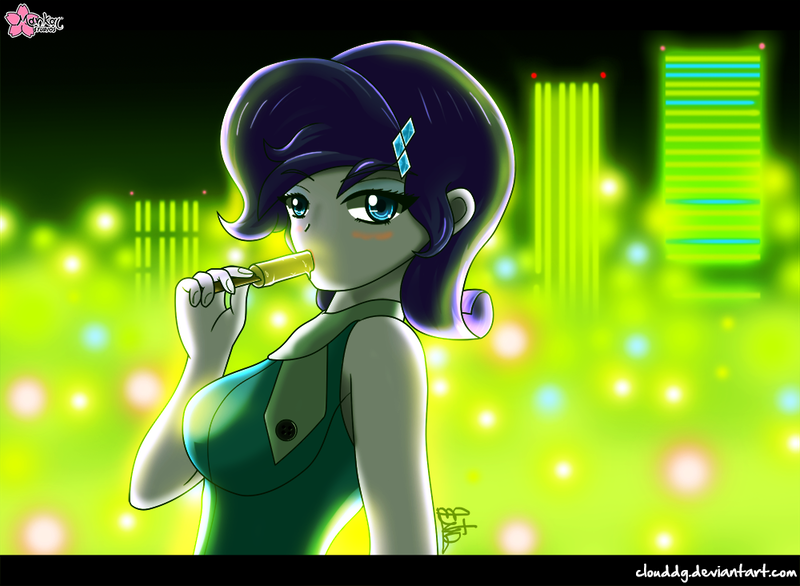 Size: 1000x732 | Tagged: safe, artist:clouddg, derpibooru import, rarity, equestria girls, popsicle, solo