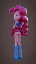 Size: 1024x1820 | Tagged: suggestive, artist:creatorofpony, artist:thebronymarines, derpibooru import, pinkie pie, equestria girls, 3d, 3d model, ass, blender, boots, bottomless, bracelet, butt, clothes, commando, female, high heel boots, jewelry, mooning, no panties, nudity, partial nudity, shoes, skirt, skirt lift, solo, solo female, wink