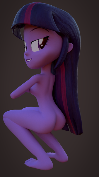 Size: 1024x1820 | Tagged: questionable, artist:creatorofpony, artist:thebronymarines, derpibooru import, twilight sparkle, twilight sparkle (alicorn), equestria girls, 3d, 3d model, ass, barefoot, breasts, feet, female, nudity, sideboob, solo, solo female, twibutt