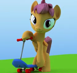 Size: 1126x1080 | Tagged: 3d, 3d model, artist:3d thread, blender, derpibooru import, looking at you, /mlp/, safe, scootaloo, scooter, smiling, solo