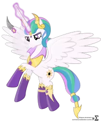 Size: 7810x9340 | Tagged: safe, artist:90sigma, derpibooru import, idw, princess celestia, pony, reflections, spoiler:comic, absurd resolution, evil celestia, female, flying, idw showified, levitation, magic, mare, simple background, smiling, solo, spread wings, telekinesis, transparent background, vector
