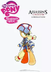 Size: 2432x3440 | Tagged: applejack, artist:az-derped-unicorn, assassin, assassin's creed, aveline, crossover, derpibooru import, gun, hat, revolver, safe, solo, tricorne, video game, weapon