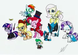 Size: 3440x2432 | Tagged: applejack, artist:az-derped-unicorn, chibi, chuck norris, cinderella, derpibooru import, fluttershy, frodo baggins, green lantern, harry potter, jedi, mane seven, mane six, oc, parasprite, pinkie pie, rainbow dash, rarity, safe, solo, spike, star wars, steve irwin, twilight sparkle, walker texas ranger, willy wonka