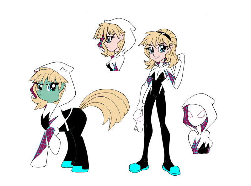 Size: 2847x2118 | Tagged: safe, artist:edcom02, artist:jmkplover, derpibooru import, ponified, earth pony, human, pony, equestria girls, clothes, crossover, equestria girls ponified, gwen stacy, hoodie, marvel, simple background, solo, spider-gwen, spider-man, spider-woman, spiders and magic iv: the fall of spider-mane, spiders and magic: rise of spider-mane, transparent background