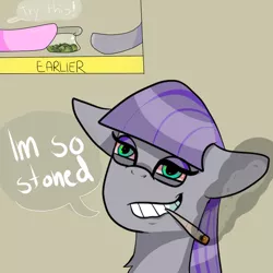 Size: 1000x1000 | Tagged: artist:kennyteya, derpibooru import, drugs, marijuana, maud pie, pinkie pie, pun, red eyes, safe, stoned