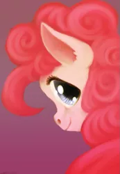 Size: 569x820 | Tagged: safe, artist:comickit, derpibooru import, pinkie pie, earth pony, pony, looking at you, looking back, looking back at you, portrait, smiling, solo