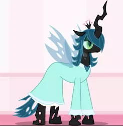 Size: 455x465 | Tagged: alternate hairstyle, artist:mixermike622, changeling, changeling queen, clothes, cosplay, costume, derpibooru import, dress, female, gown, nightmare night, queen chrysalis, rosalina, safe, solo, super mario bros., super mario galaxy, youtube link