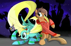 Size: 3000x1950 | Tagged: safe, artist:asimplerarity, derpibooru import, oc, oc:charmed clover, ponified, earth pony, pegasus, pony, clothes, crossover, earth pony oc, female, hoodie, male, marco diaz, mare, monster, socks, stallion, star butterfly, star vs the forces of evil, wand