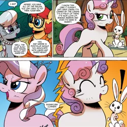 Size: 1397x1397 | Tagged: angel bunny, derpibooru import, diamond tiara, idw, prancy drew, safe, silver spoon, spoiler:comic, spoiler:comicff16, sweetie belle