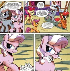 Size: 1397x1413 | Tagged: apple bloom, derpibooru import, diamond tiara, idw, prancy drew, safe, scootaloo, silver spoon, spoiler:comic, spoiler:comicff16