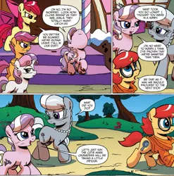 Size: 1399x1417 | Tagged: apple bloom, cutie mark crusaders, derpibooru import, diamond tiara, idw, prancy drew, safe, scootaloo, silver spoon, spoiler:comic, spoiler:comicff16, sweetie belle