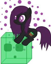 Size: 802x996 | Tagged: artist:ebontopaz, derpibooru import, enderman, endermare, enderpony, minecraft, oc, oc:enderpat, safe, simple background, slime, solo, transparent background, unofficial characters only, vector