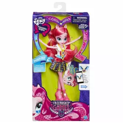 Size: 1500x1500 | Tagged: safe, derpibooru import, pinkie pie, equestria girls, friendship games, box, doll, equestria girls logo, high heels, merchandise, outfit