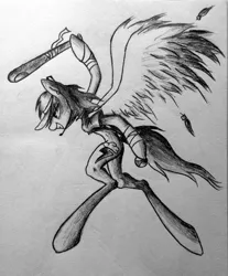 Size: 813x983 | Tagged: artist:adetuddymax, crossover, derpibooru import, monochrome, parody, rainbow dash, rainbow scout, safe, scout, solo, team fortress 2, traditional art