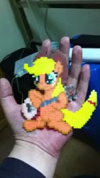 Size: 720x1280 | Tagged: applejack, artist:2ju, banjo, derpibooru import, musical instrument, perler beads, safe