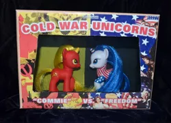Size: 2106x1520 | Tagged: artist:soulren, brushable, cold war, cold war unicorns, communism, custom, derpibooru import, irl, must crush capitalism, oc, oc:comunismo, oc:libertad, photo, safe, soviet union, toy, united states, unofficial characters only