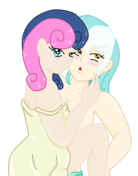 Size: 450x573 | Tagged: suggestive, artist:wrath-marionphauna, derpibooru import, bon bon, lyra heartstrings, sweetie drops, human, female, humanized, lesbian, lyrabon, shipping