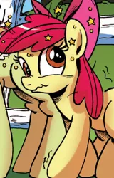 Size: 307x480 | Tagged: apple bloom, artist:ponygoddess, circling stars, dazed, derp, derpibooru import, dizzy, friends forever, granny smith, idw, safe, scrunchy face, spoiler:comic, spoiler:comicff16