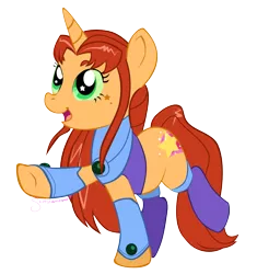 Size: 1063x1129 | Tagged: artist:skittledeedoo, dc comics, derpibooru import, ponified, safe, solo, starfire, teen titans