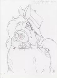 Size: 1024x1405 | Tagged: artist:roycalbeck, crossover, derpibooru import, fallout equestria, gun, monochrome, new pegas, oc, oc:cherry pie, safe, sketch, solo, traditional art, unofficial characters only