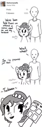 Size: 600x1800 | Tagged: safe, artist:tjpones, derpibooru import, oc, oc:brownie bun, oc:richard, unofficial characters only, earth pony, human, pony, horse wife, bust, comic, dialogue, ear fluff, female, grayscale, hoof hold, human male, male, mare, monochrome, onomatopoeia, simple background, tumblr, white background