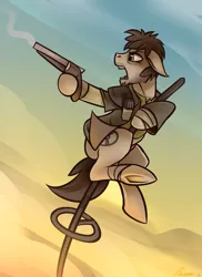 Size: 1280x1760 | Tagged: artist:whitepone, derpibooru import, gun, mad max, mad max fury road, max rockatansky, ponified, safe, sawed off shotgun, shotgun