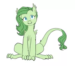 Size: 540x480 | Tagged: artist:carnifex, cute, derpibooru import, dracony, hybrid, interspecies offspring, looking at you, oc, offspring, parent:fluttershy, parents:flutterspike, parent:spike, safe, simple background, sitting, smiling, solo, unnamed oc, unofficial characters only, white background