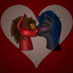 Size: 4000x4000 | Tagged: safe, artist:melodicstream, derpibooru import, oc, oc:marker pace, oc:melodic stream, unofficial characters only, pony, gay, heart, kissing, male, shipping, stallion
