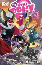 Size: 600x912 | Tagged: safe, artist:tonyfleecs, derpibooru import, idw, big boy the cloud gremlin, discord, king sombra, lord tirek, queen chrysalis, runt the cloud gremlin, centaur, changeling, changeling queen, cloud gremlins, draconequus, parasprite, pony, unicorn, antagonist, cover, epic, female, hot topic, male