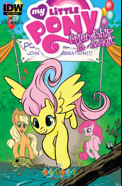 Size: 418x640 | Tagged: applejack, artist:anthony hary, cover, derpibooru import, fluttershy, idw, pinkie pie, safe