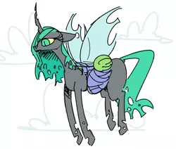 Size: 815x692 | Tagged: artist:nobody, bugmom, carrying, changeling, changeling queen, child, curved horn, derpibooru import, duo, female, flying, human, kid anon, male, mommy chrissy, mother, mother and son, not salmon, oc, oc:anon, queen chrysalis, safe, smiling, wat, wtf