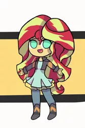 Size: 730x1095 | Tagged: safe, artist:darkberryart, derpibooru import, sunset shimmer, equestria girls, my past is not today, chibi, new outfit, solo