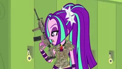 Size: 1280x720 | Tagged: safe, derpibooru import, edit, aria blaze, equestria girls, /k/, ar15, gun, multicam, operator, rifle, tacticool, trigger discipline