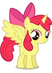 Size: 2000x2800 | Tagged: safe, artist:tizerfiction, derpibooru import, apple bloom, alicorn, pony, alicornified, bloomicorn, cute, everyone is an alicorn, race swap, simple background, solo, transparent background, vector
