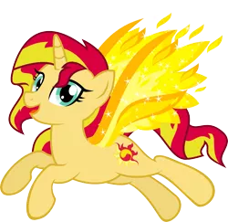 Size: 5655x5494 | Tagged: safe, artist:osipush, derpibooru import, sunset shimmer, alicorn, pony, absurd resolution, fiery shimmer, fiery wings, happy, race swap, shimmercorn, simple background, solo, sunset phoenix, transparent background, vector
