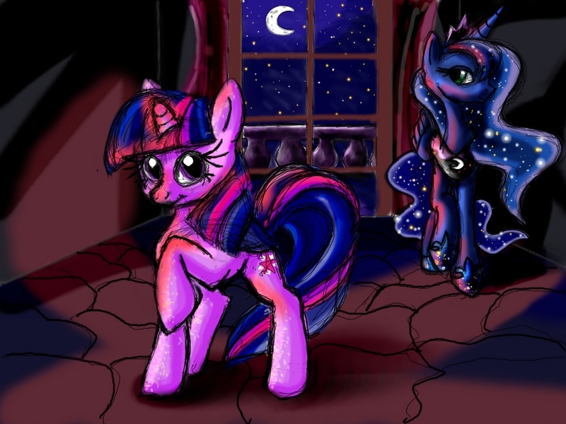 Size: 1024x768 | Tagged: artist:amy2sa-fan, crescent moon, derpibooru import, moon, night, princess luna, safe, transparent moon, twilight sparkle