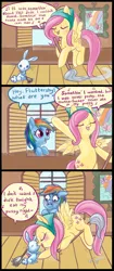 Size: 590x1400 | Tagged: suggestive, artist:mcponyponypony, derpibooru import, angel bunny, fluttershy, rainbow dash, pegasus, pony, blushing, comic, female, hug life, implied cunnilingus, implied oral, implied sex, lil kim, mare, vulgar, wat