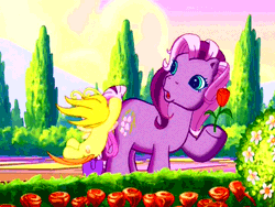 Size: 640x480 | Tagged: allergies, animated, cinemagraph, derpibooru import, flower, friendship and flowers, g3, gif, pole dancing, safe, screencap, shovel, spinning, the princess promenade, wysteria, you spin me right round, zipzee