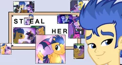 Size: 1112x594 | Tagged: safe, derpibooru import, flash sentry, twilight sparkle, twilight sparkle (alicorn), equestria girls, do it for her, exploitable meme, female, flash sentry savior of the universe, flashlight, male, meme, shipping, straight, waifu, waifu thief