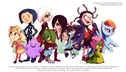 Size: 1000x577 | Tagged: artist:nattherat, brittany biskit, charlie and lola, coraline, crossover, derpibooru import, katy caterpillar, littlest pet shop, lola, lumpy space princess, mona, mona the vampire, rainbow dash, safe, sonic the comic, sonic the hedgehog (series), tekno the canary, vanellope von schweetz, whittany biskit, wreck-it ralph